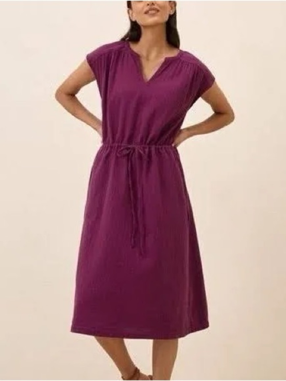 Pact | organic cotton coastal Double gauze tie waist midi dress women’s size XL